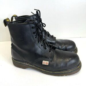 Dr. Martens Combat Boots Industrial Safety Toe Black Leather 7 Eye Mens Size 11D